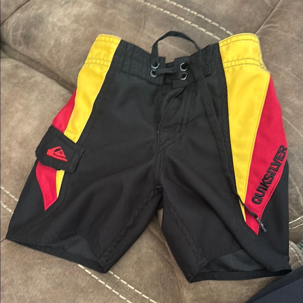 Quiksilver Kids Black, Red, and Yellow Shorts